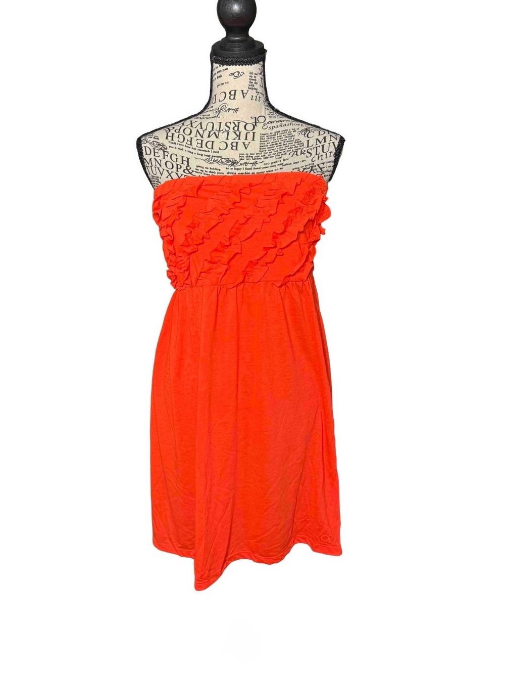 OCEAN PACIFIC Neon Orange Tiered Ruffle Strapless Dress/Cover Up Dress Y2K XXL